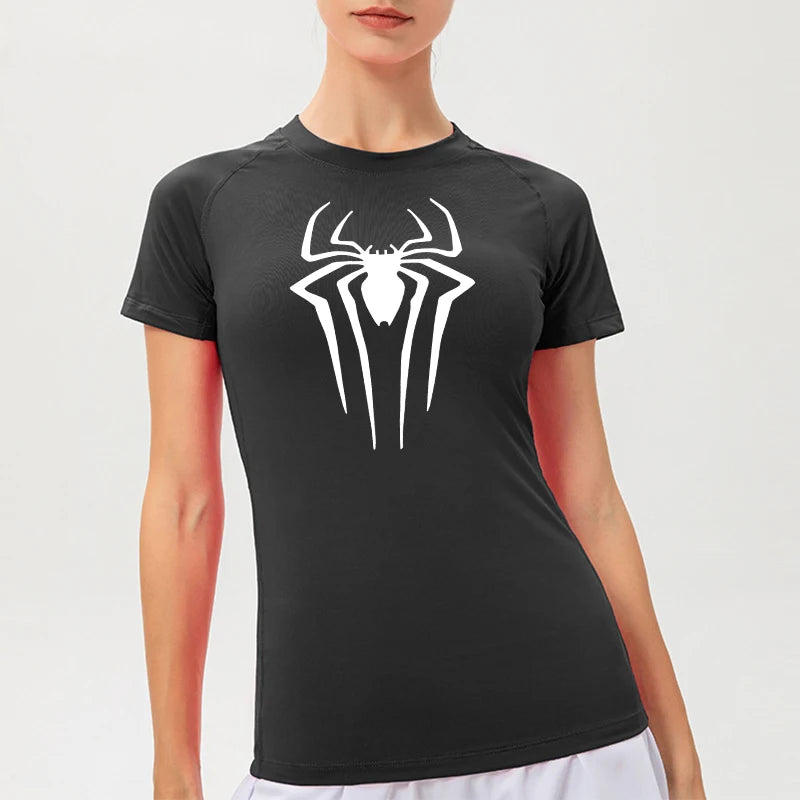 Camiseta de Compressão Feminina Homem-Aranha